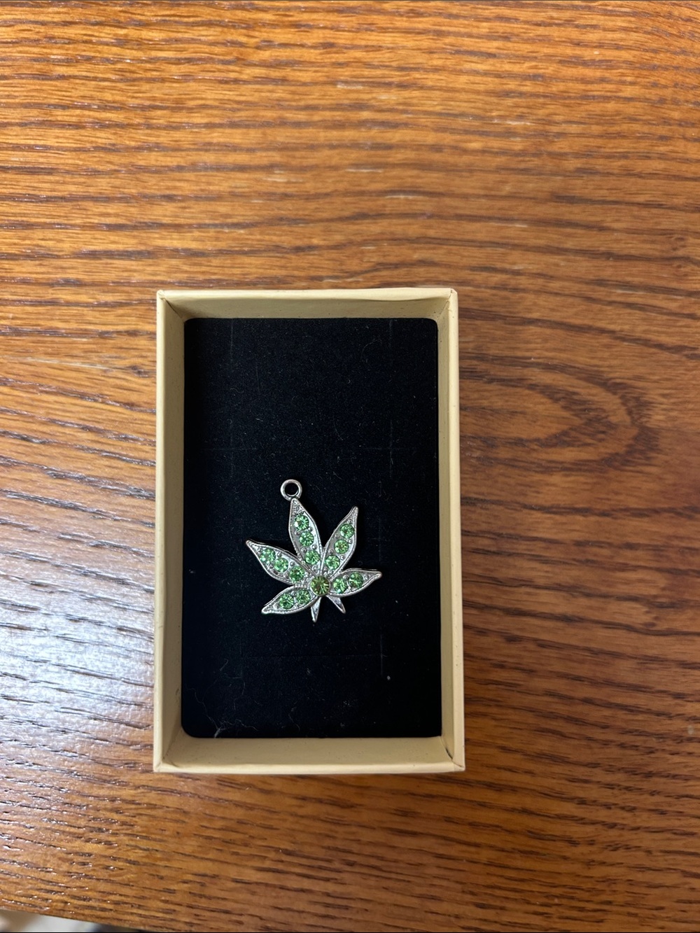 Green Crystal Leaf Pendant Necklace Charm
